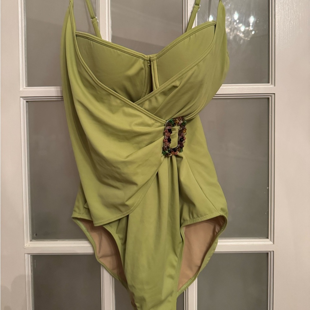 Green Bejeweled Couture One Piece Ladies Swimsuit